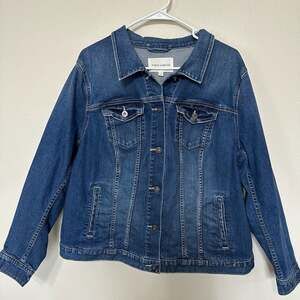 Vince Camuto Classic Trucker Denim Jacket Mood Indigo Blue Women 2XL